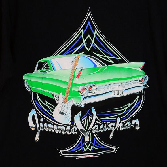 VTG 90s Jimmie Vaughan Lowrider Pinstripe Graphic T Shirt Size L Black Guitar - Picture 2 of 3